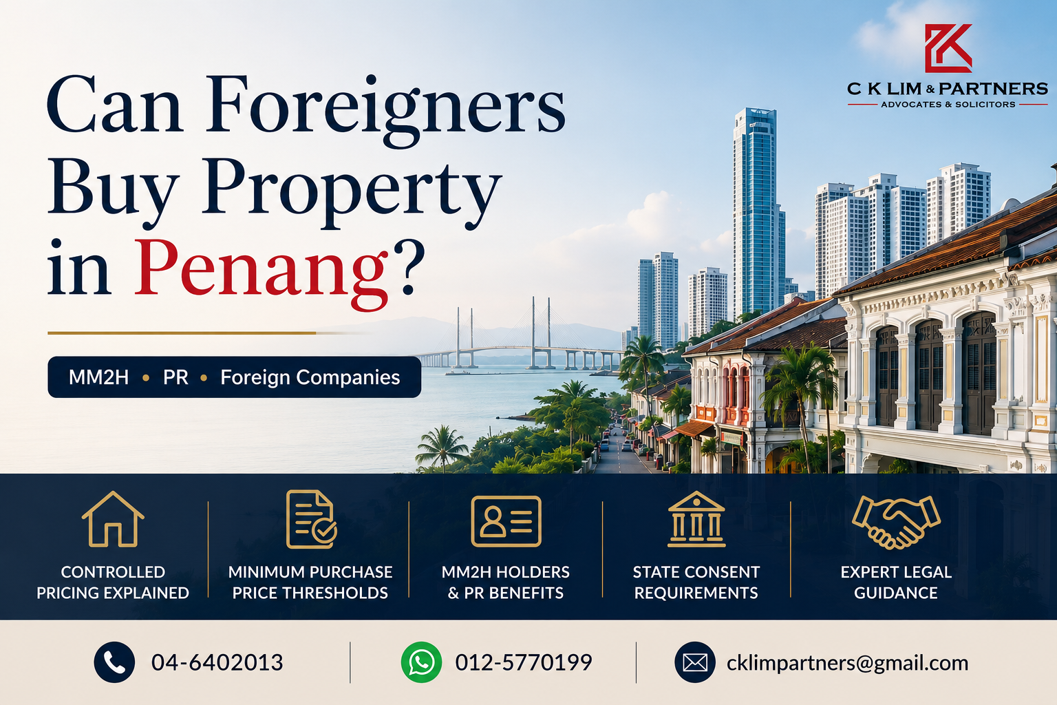 A guide for foreigners, MM2H holders and Permanent Residents buying property in Penang, explaining controlled pricing, State Consent and minimum purchase price requirements.